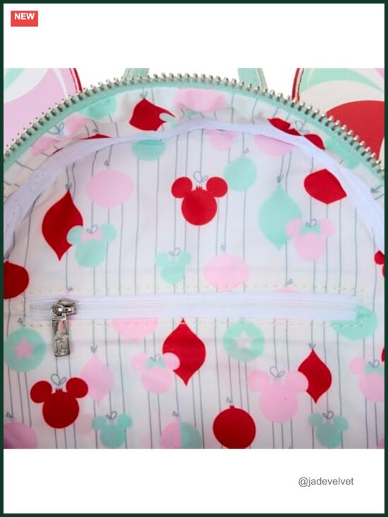 Loungefly Disney Minnie Holiday Peppermint Ornaments Mini Backpack Vegan Leather